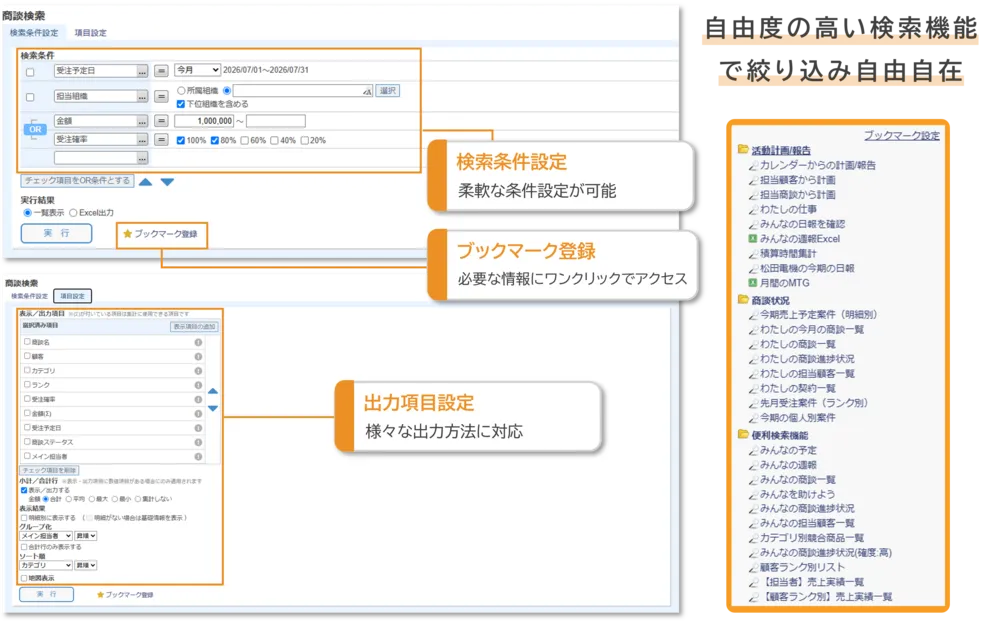 自由度の高い検索機能で情報活用の幅が広がる
