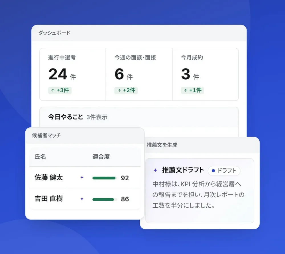 ダッシュボード・候補者マッチ・推薦文
