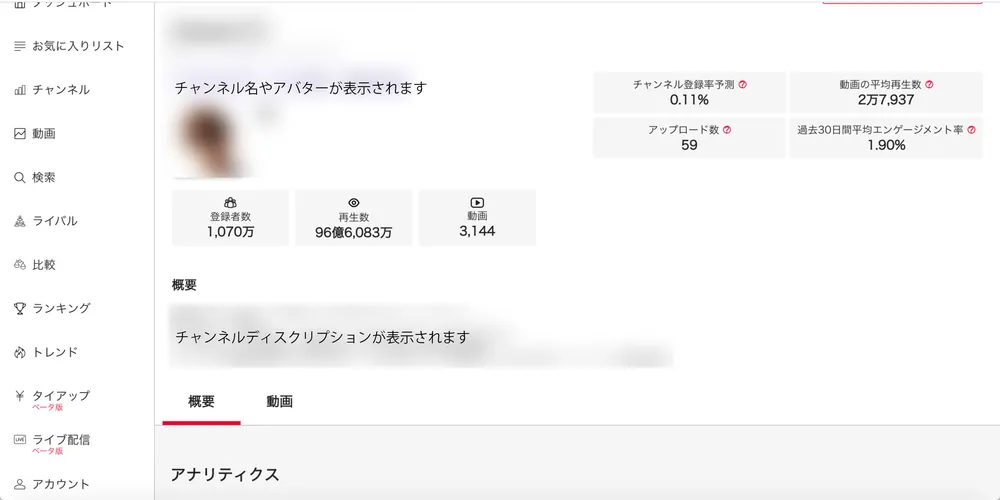 TUBERSーチャンネル詳細１