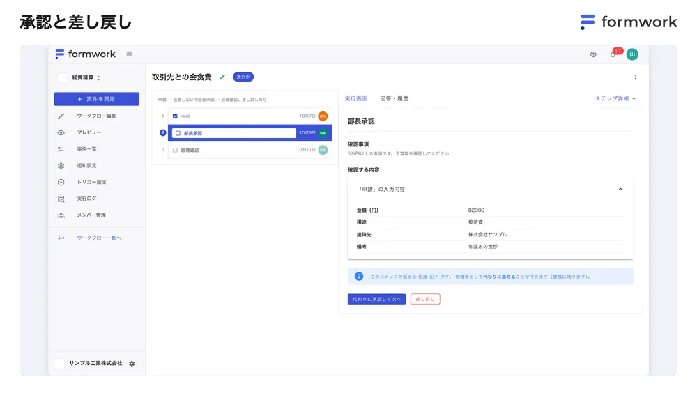 承認と差し戻し