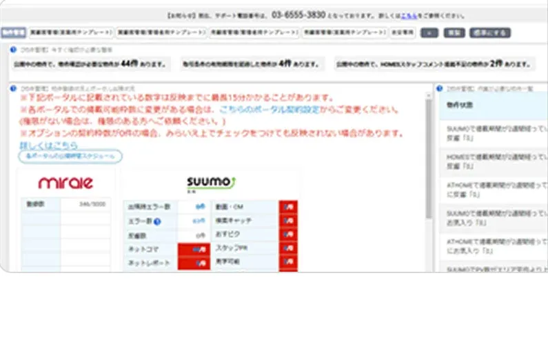 物件と反響を一望できるダッシュボード