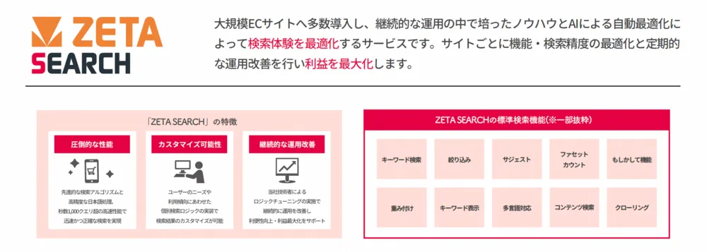 EC商品検索・サイト内検索エンジン ZETA SEARCH