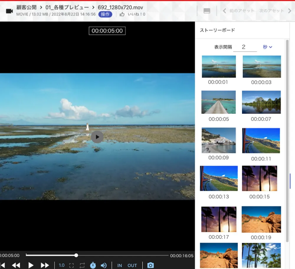 動画ファイルコマ割り表示