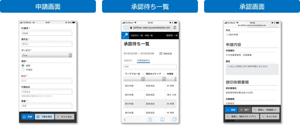 外出先からも申請・承認ができる