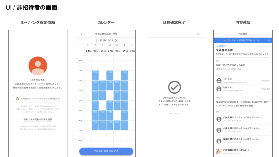ミーティング被招待者の画面