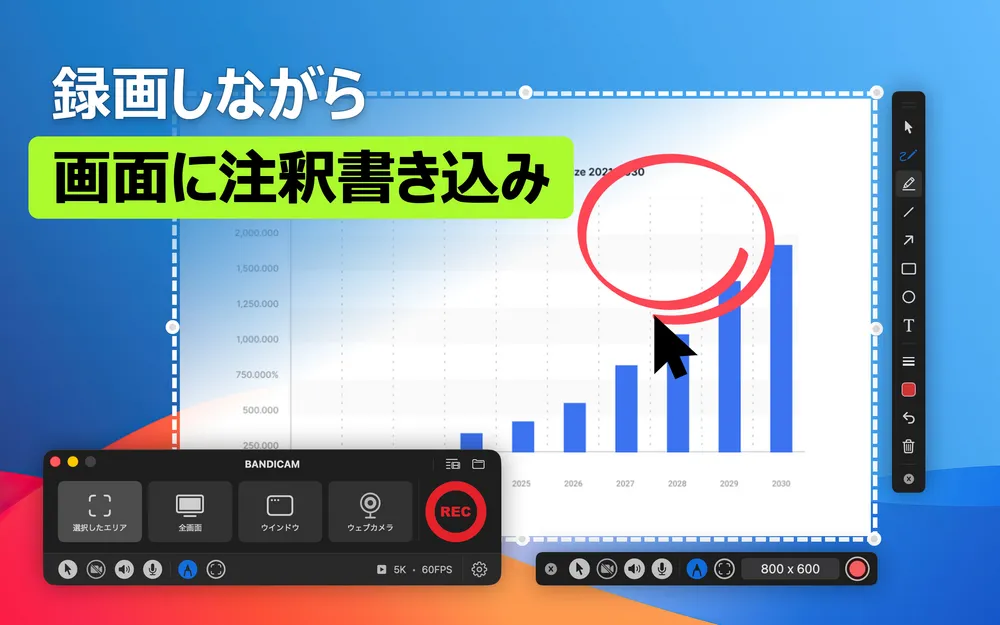 録画しながら画面に注釈書き込み