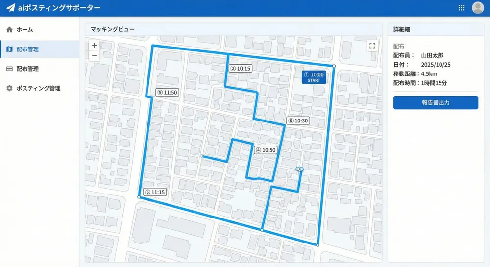 GPSルートと配布証跡の確認