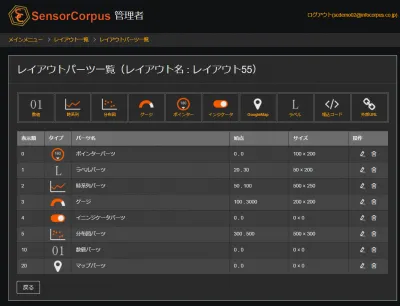 レイアウト作成画面_パーツ一覧