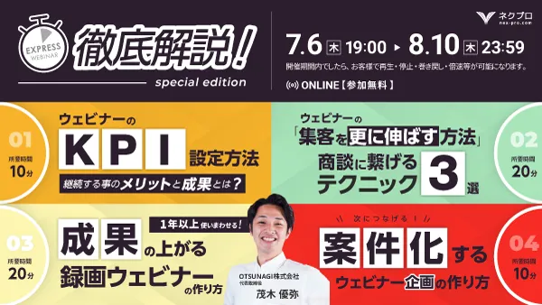 徹底解説｜KPI設定方法/集客を更に伸ばす方法/成果の上がる録画ウェビナー/案件化する企画