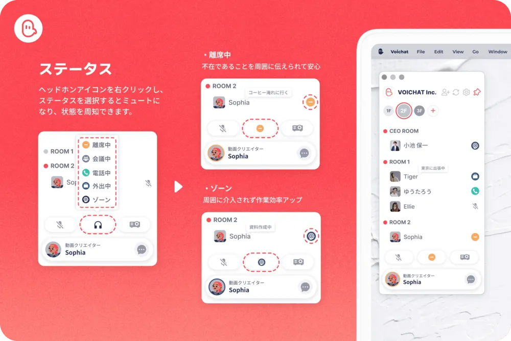 ◆ステータスやカレンダー連携で"今"を周知する