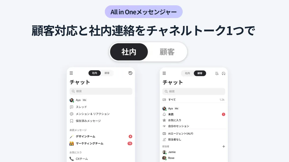 顧客対応と社内連絡を1つの画面で