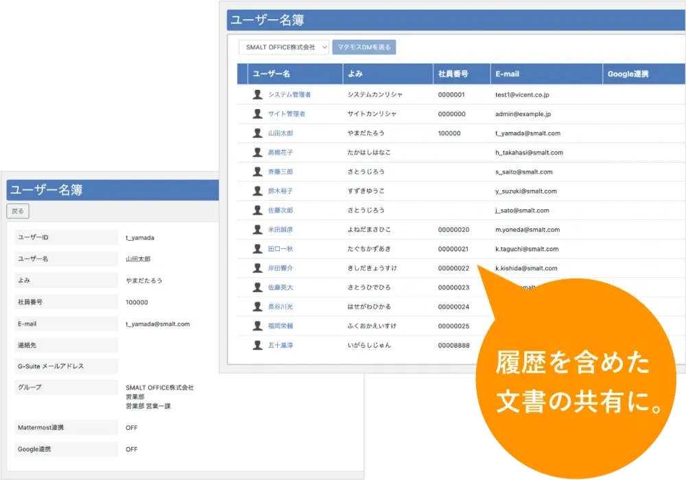 誰がどこにいるか一目瞭然！社内の連携を加速するユーザ名簿