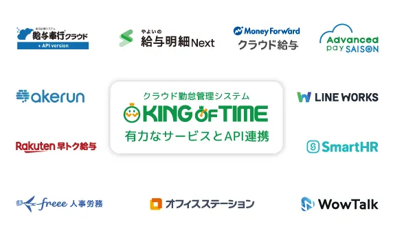 CSVでの給与計算ソフト連携はもちろん、APIで楽々外部連携できます。
