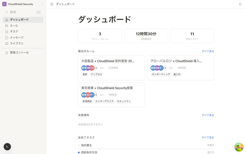 全案件を俯瞰するダッシュボード