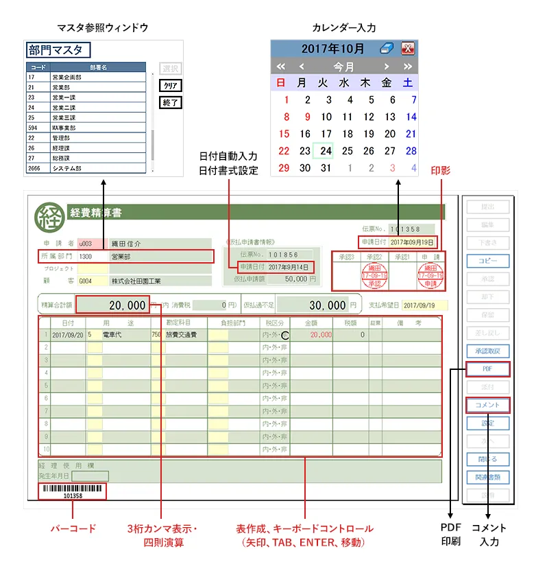 豊富な入力支援機能が用意されています。