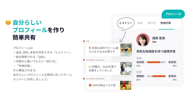 独自のプロフィールCMS。これを見れば、どんな方か一目瞭然！