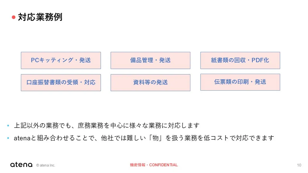 atena事務代行の対応可能な業務例
