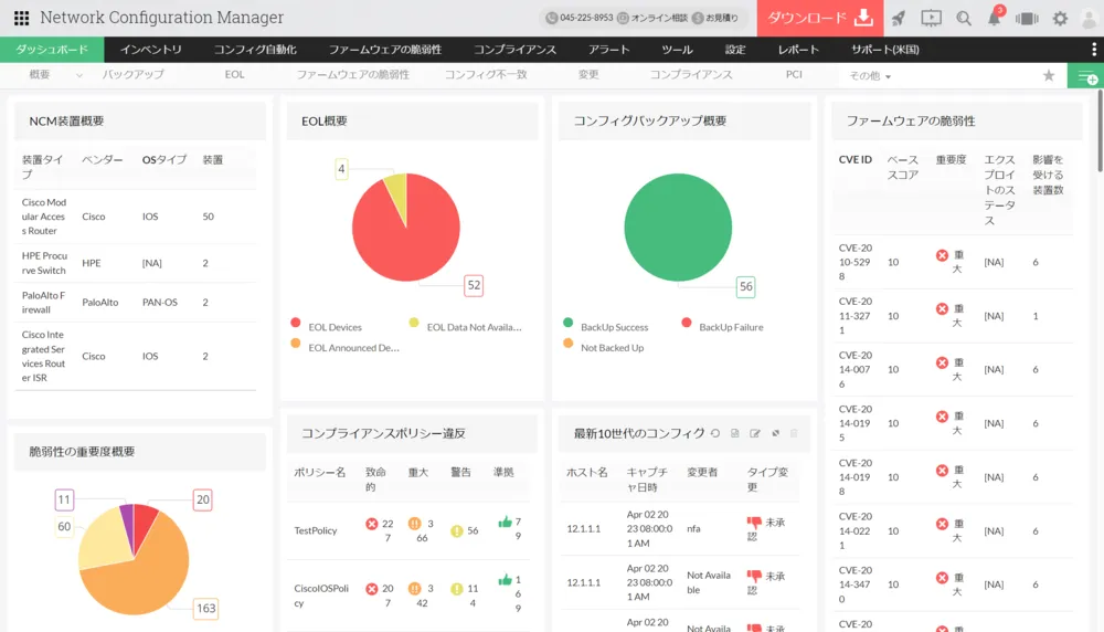 重要な情報が一目で把握できるダッシュボード