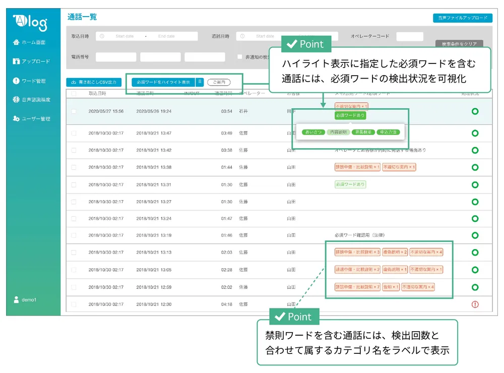 “確認すべき応対”を効率的に検索する