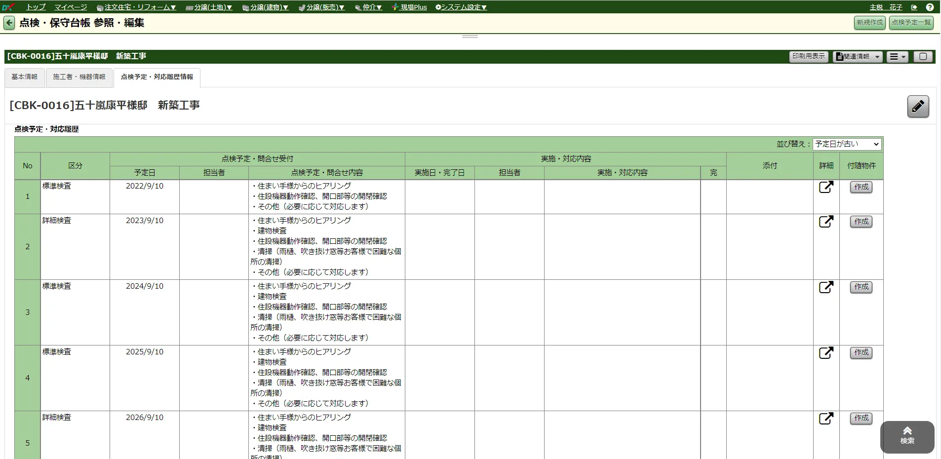 アフターメンテナンス