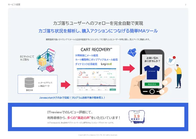 【カゴ落ち対策特化型MAツール】カートリカバリー