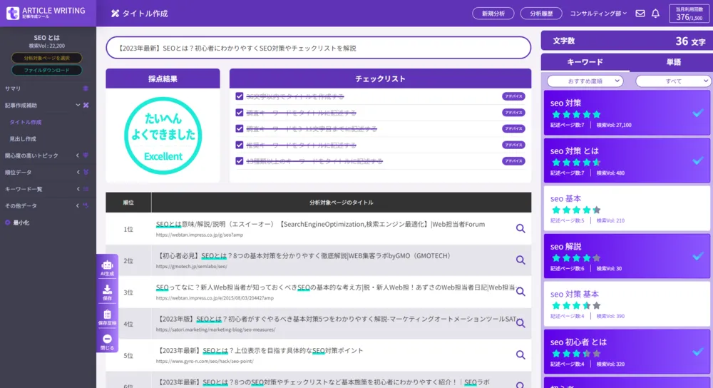 タイトル作成の採点機能