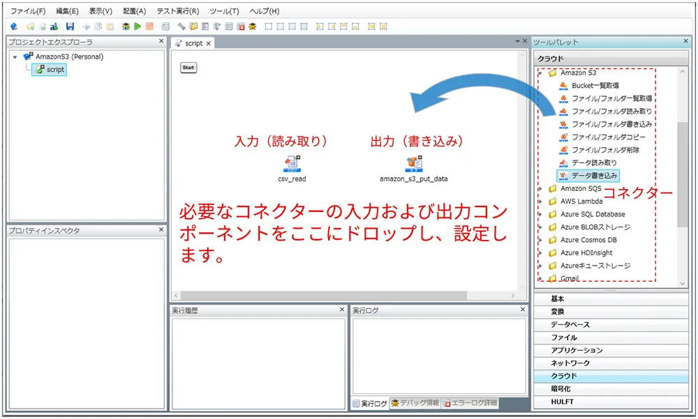 多種多様なシステムやデータ、クラウドをGUIだけで自在に自動連携