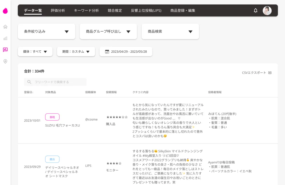 口コミ一覧の取得