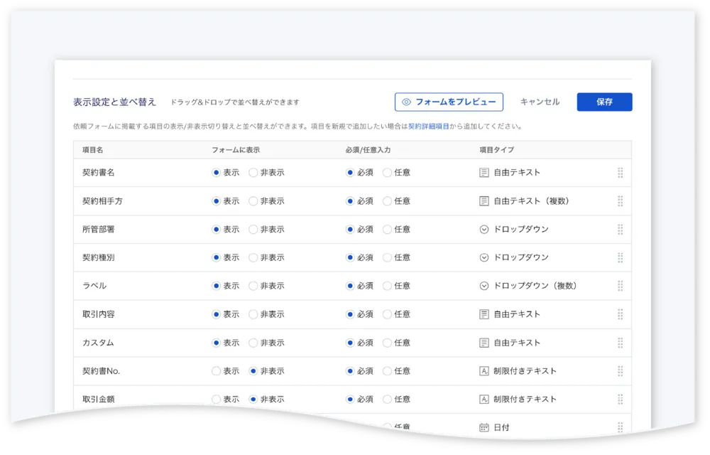 自社の運用に合わせて柔軟にカスタマイズ、 情報の一括登録も可能