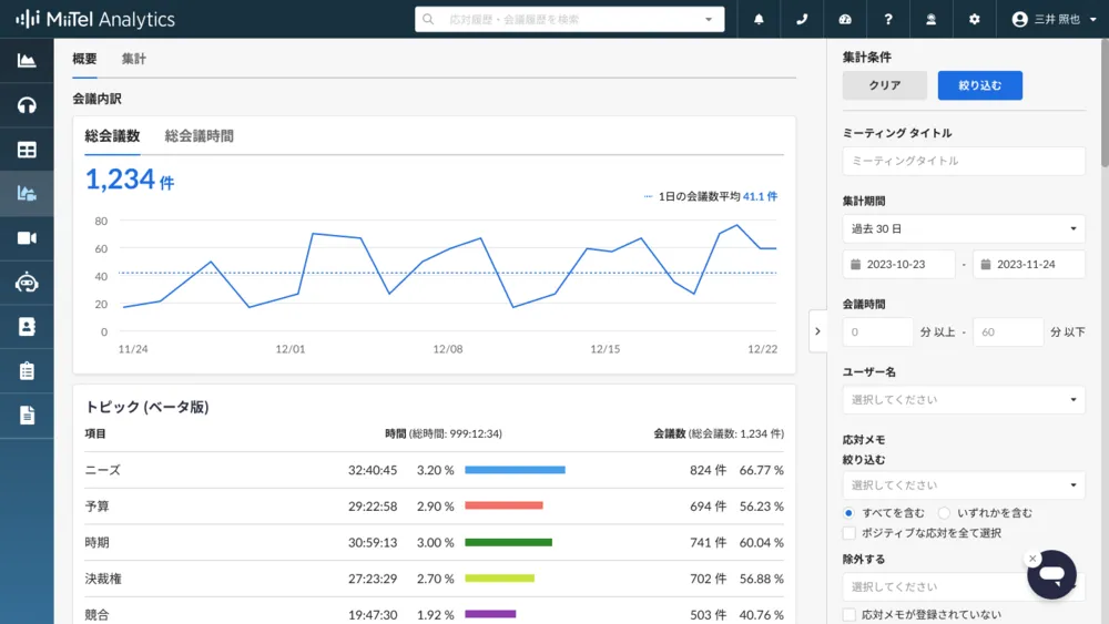 定量評価（アナリティクス機能）