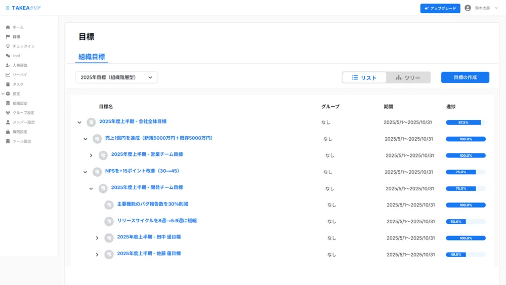 目標管理 - リスト 