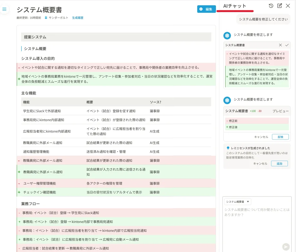 AIチャット機能にて自然言語での対話が可能！