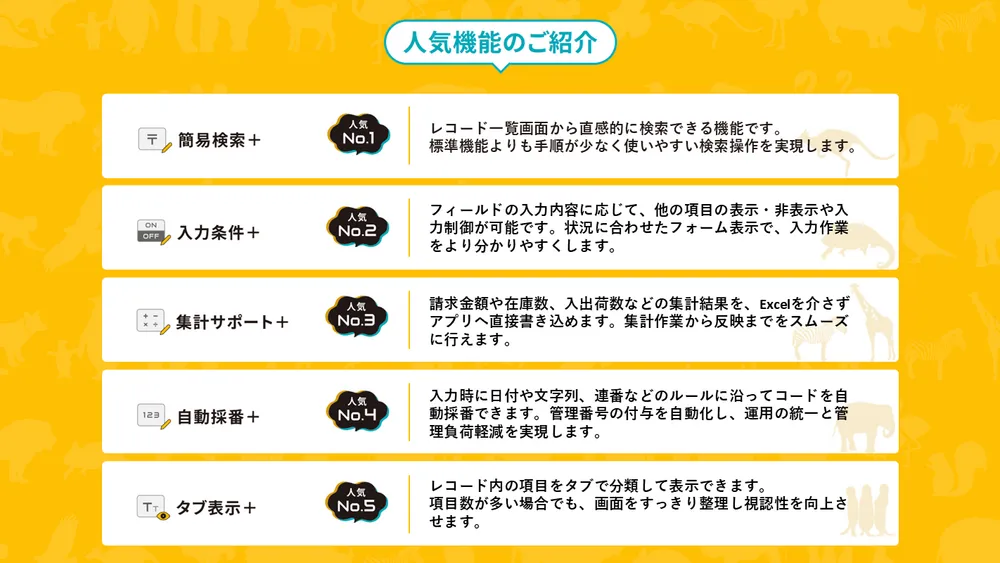 人気機能ランキング