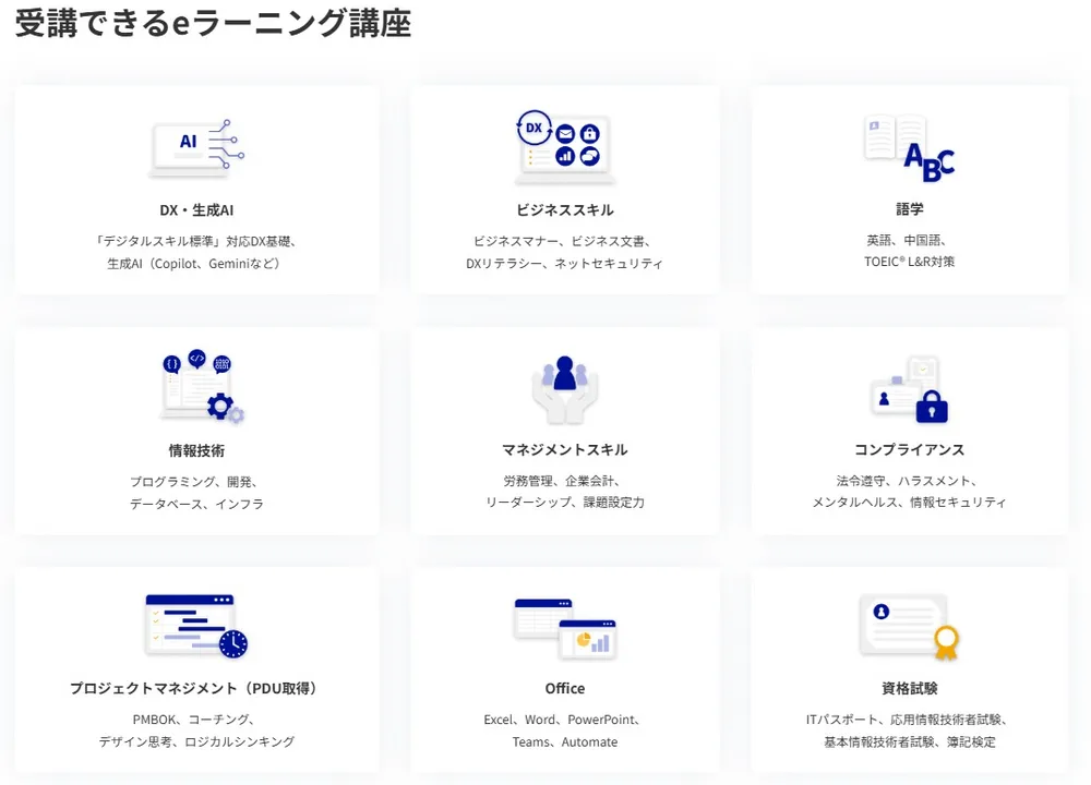 LearningSpaceで受講できるeラーニング講座