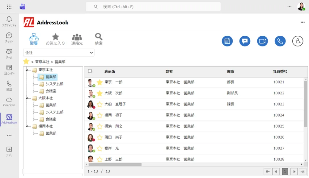 Teams版　画面イメージ (階層表示)