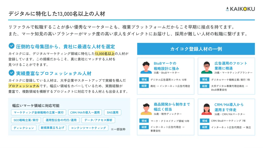 カイコク登録人材の一例