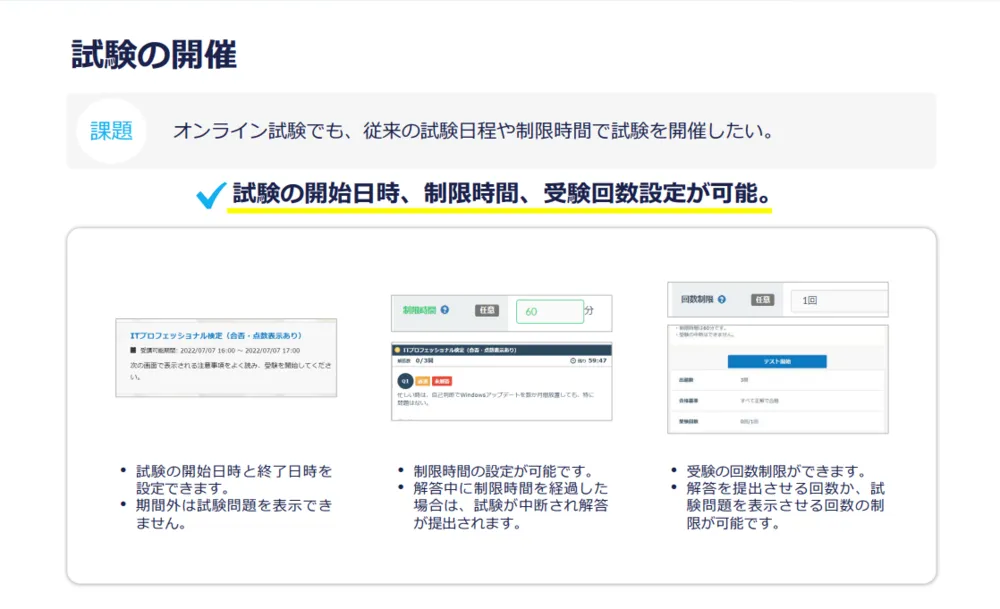 試験の開催