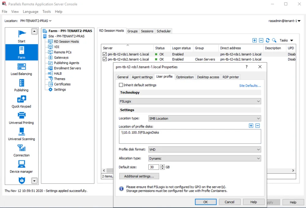 FSLogix プロファイル コンテナー統合