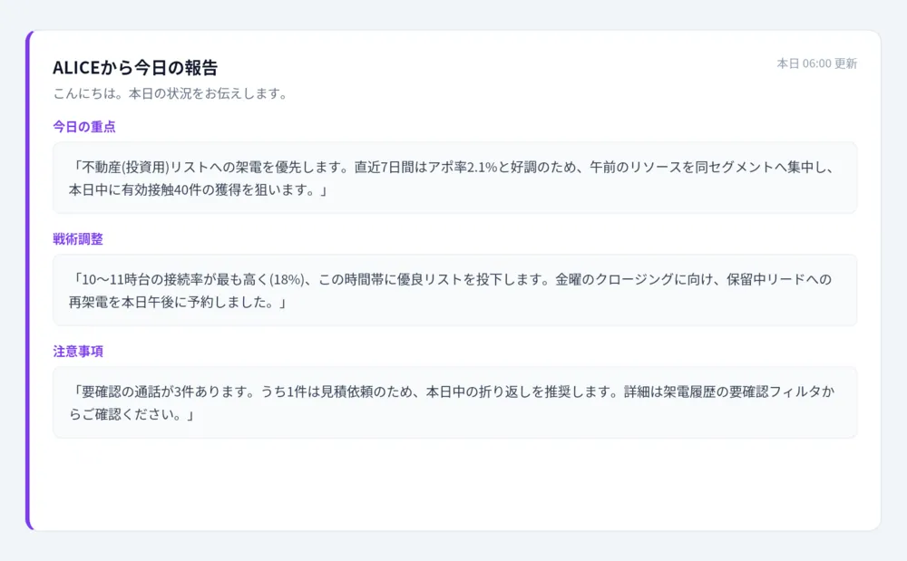 毎朝、AIが「今日の戦術」を提案する自動レポート