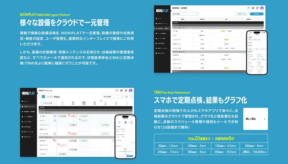 様々な設備をクラウドで一元管理・スマホで定期点検