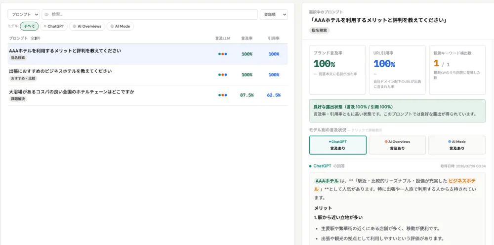 プロンプト分析画面
