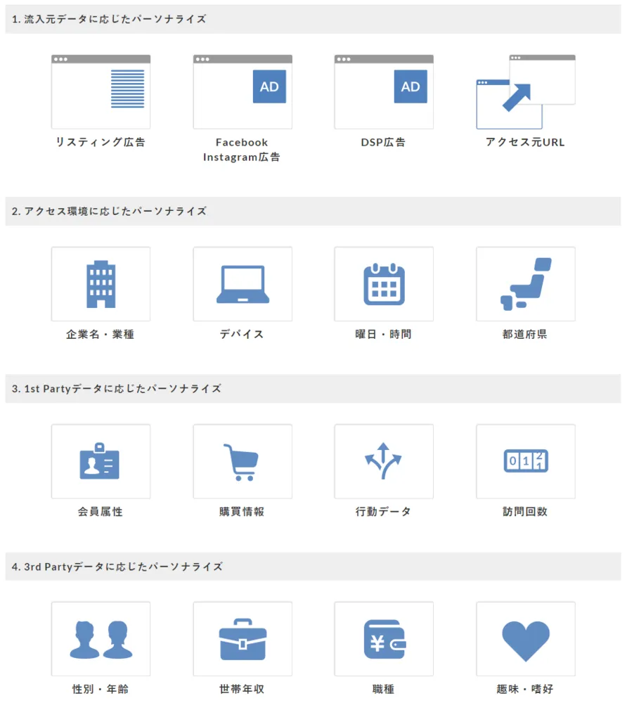 様々なパーソナライズセグメントに対応