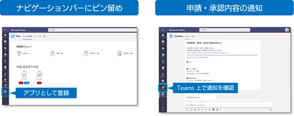 Microsoft Teams 上で利用できる