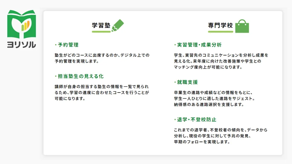 学習塾や専門学校、保育園などでもご利用いただけます。