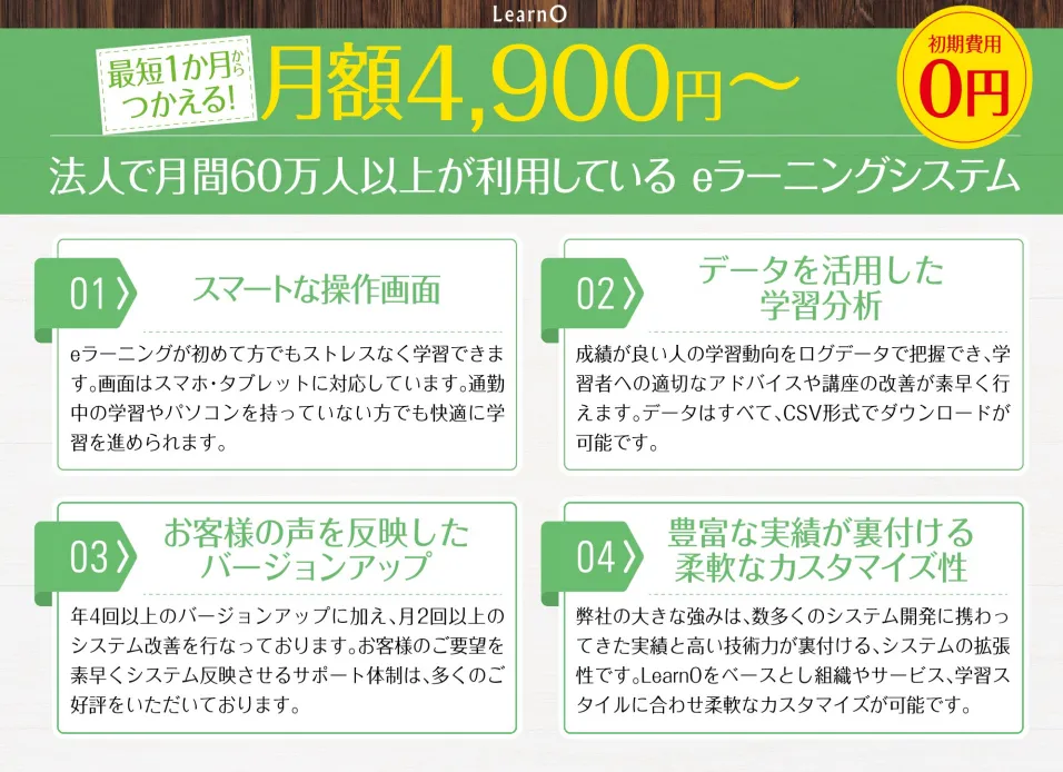 法人で月間60万人以上が利用しているeラーニングシステム