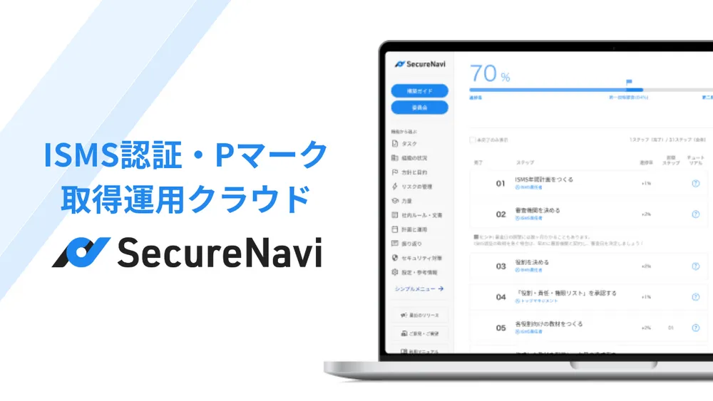  ISMS・Pマークオートメーションツール「SecureNavi」