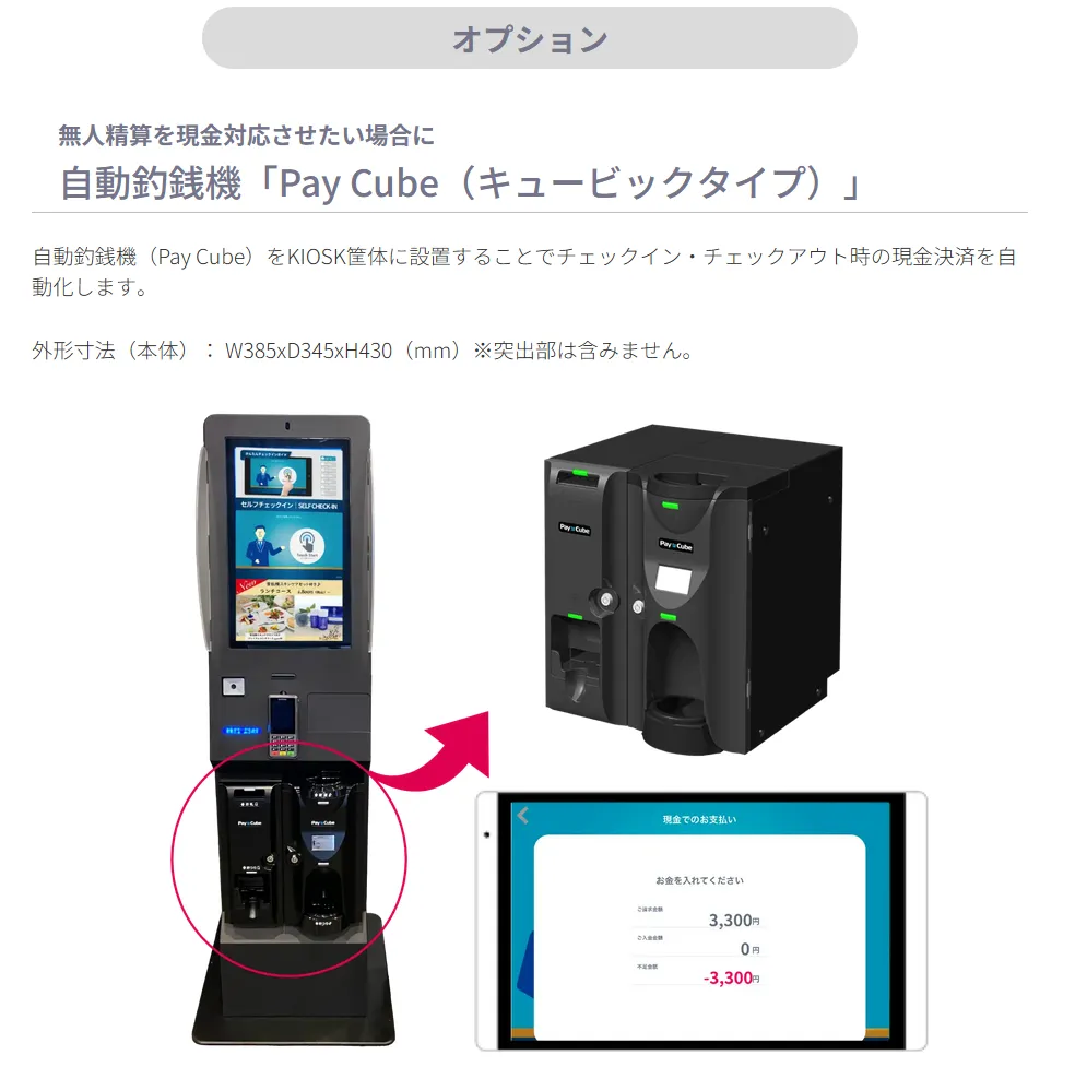 オプション　自動釣銭機「Pay Cube（キュービックタイプ）」