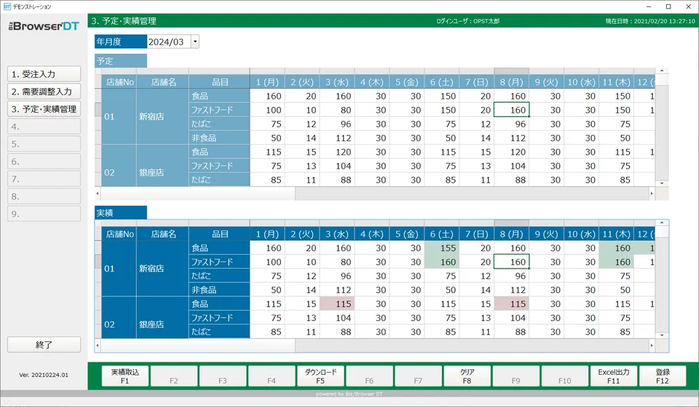 開発された業務画面のイメージ