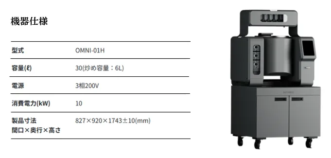 ロボット回転釜OMNI（OMNI）仕様
