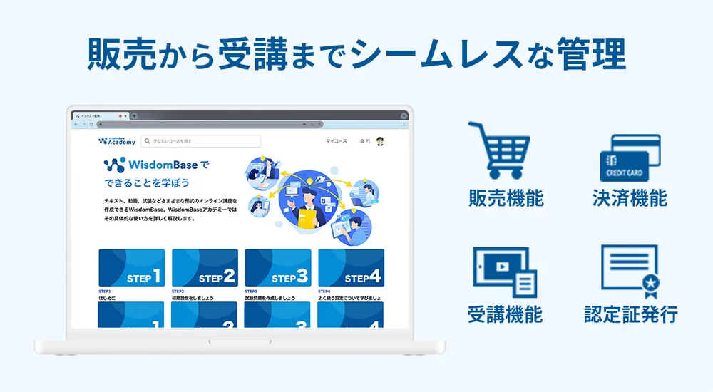 eラーニングの販売から受講までシームレスに管理できる